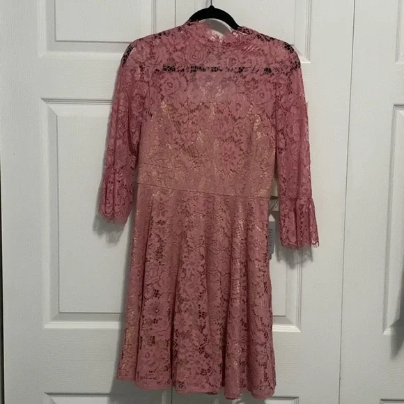 Women's Eliza J Bell Sleeve Lace Fit & Flare Dress, Size 6 - Pink